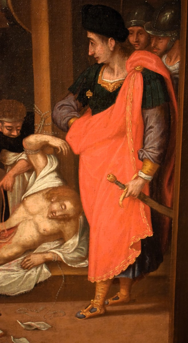 Le Martyre de Saint Érasme -  Maître flamand -  Fin du XVIIe siècle-photo-5