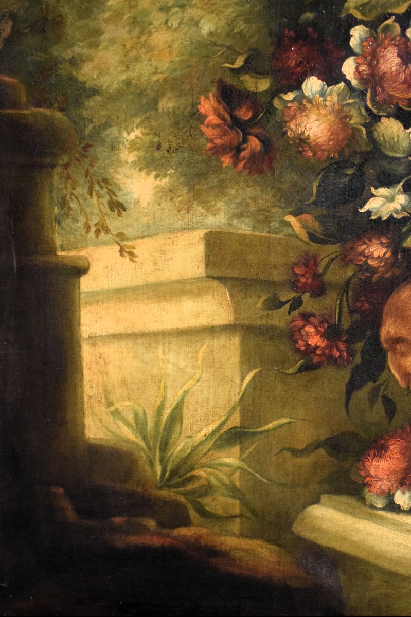 Nature morte de fleurs - École italienne, XVIIIe siècle-photo-3