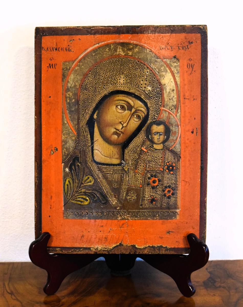 Vierge De Kazan - Icône Russe Ancienne - XVIIIe Siècle-photo-4