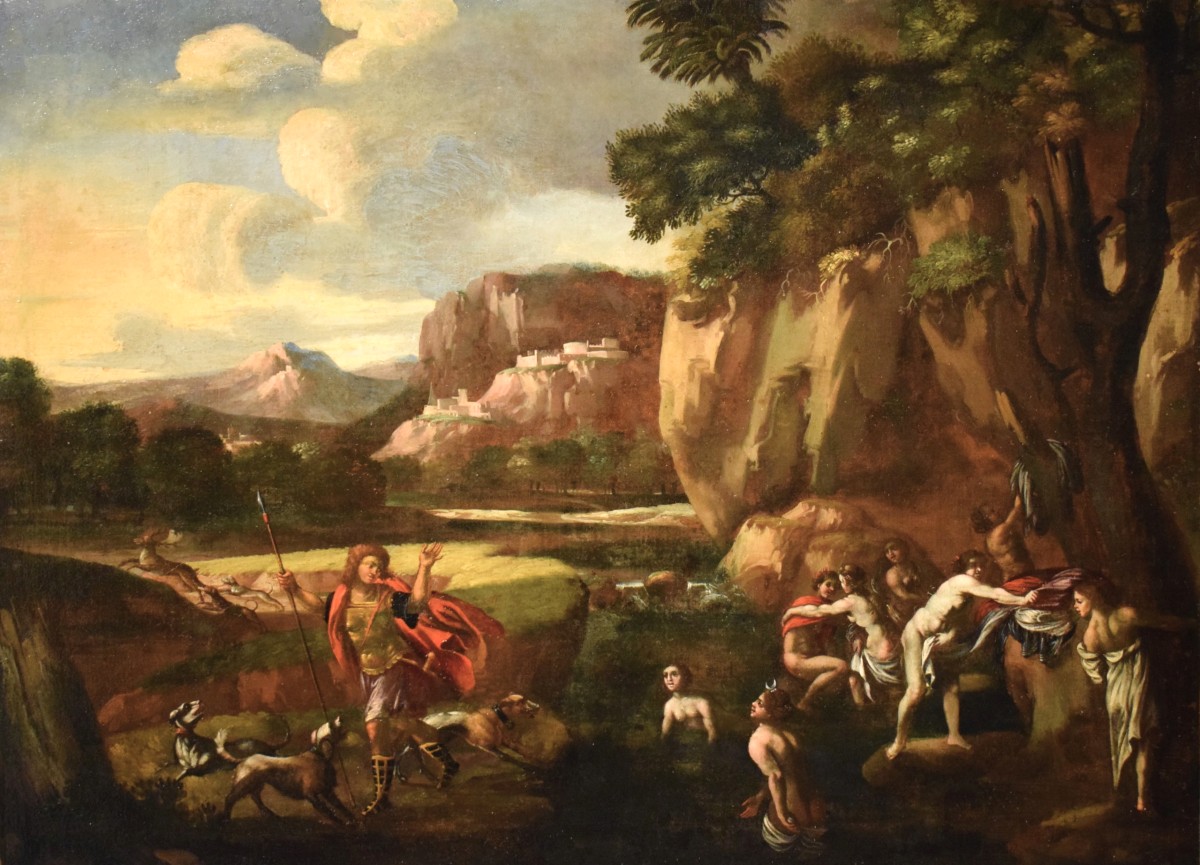 Diana And Actaeon -   Roman School  - 17th Century