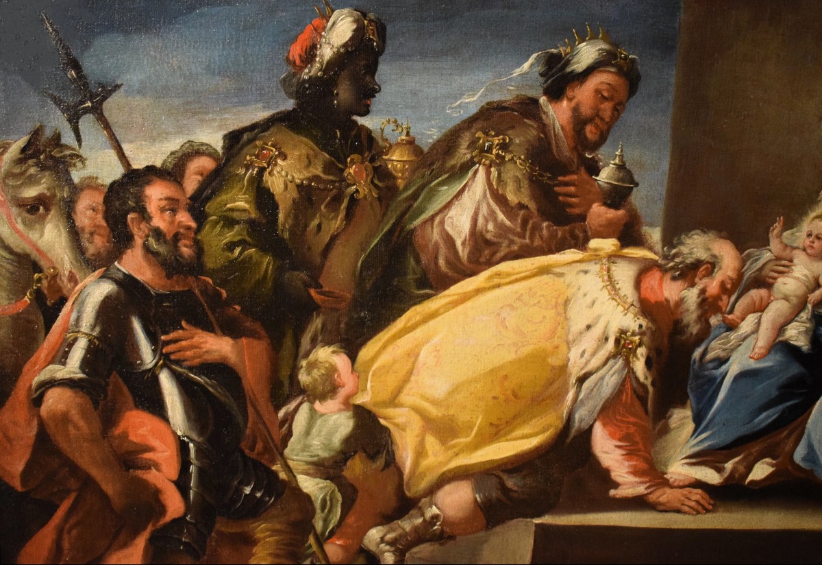 L'Adoration des Rois mages - fin du 17ème - Entourage de Luca Giordano (Naples, 1634-1705)-photo-3
