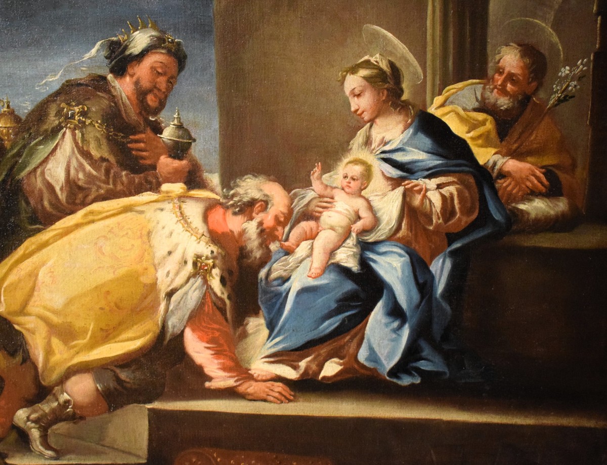 L'Adoration des Rois mages - fin du 17ème - Entourage de Luca Giordano (Naples, 1634-1705)-photo-4