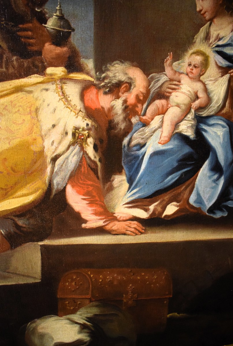 L'Adoration des Rois mages - fin du 17ème - Entourage de Luca Giordano (Naples, 1634-1705)-photo-1