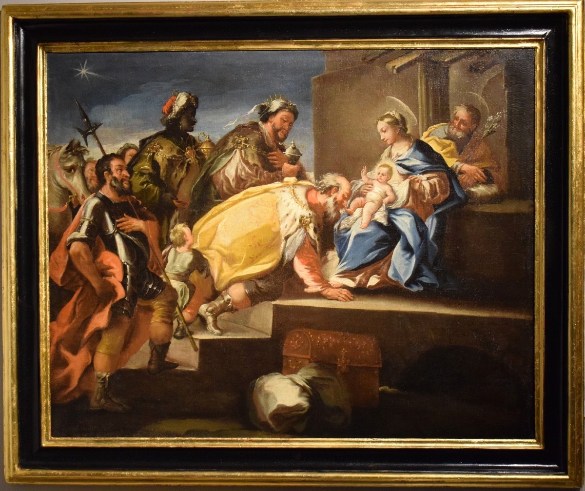 L'Adoration des Rois mages - fin du 17ème - Entourage de Luca Giordano (Naples, 1634-1705)