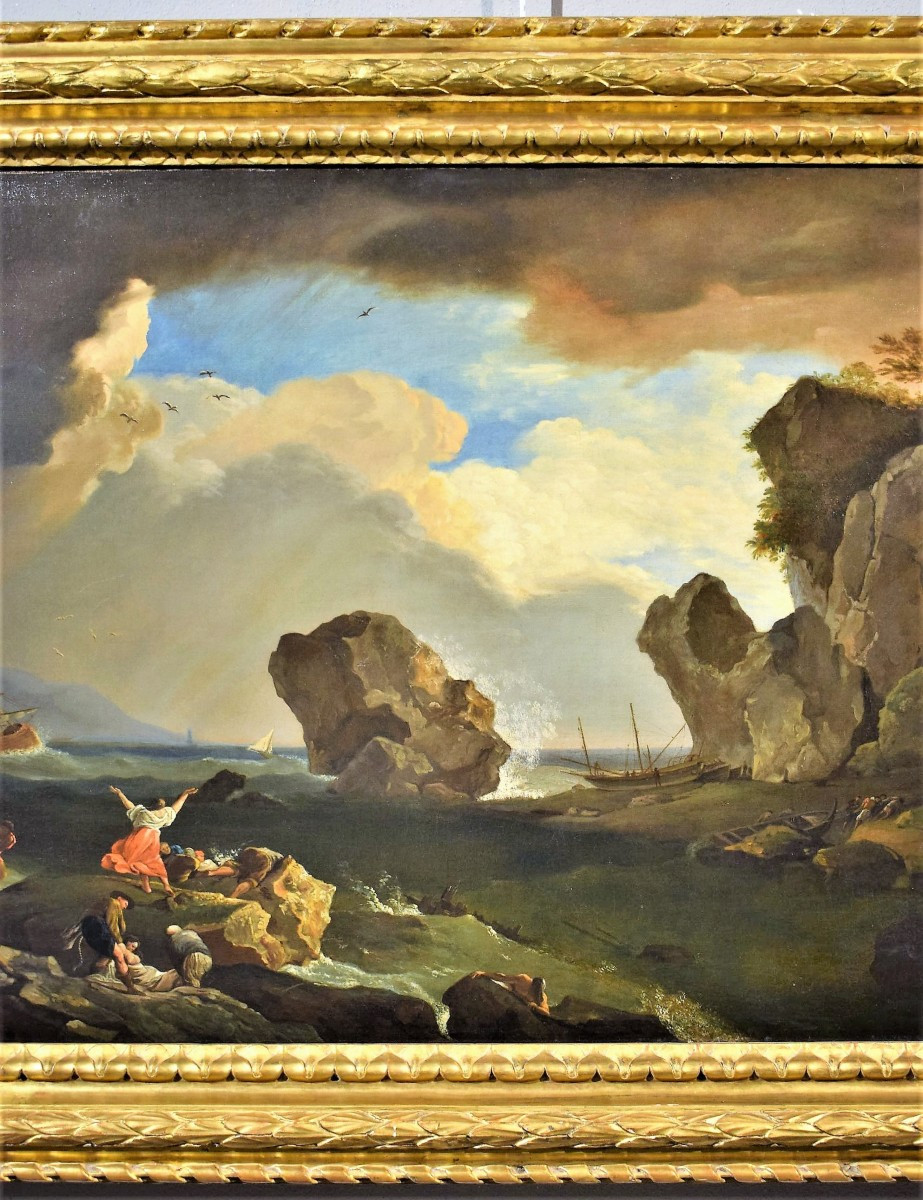 "shipwreck On The Reef" Claude Joseph Vernet (avignon 1714 - Paris 1789) Signed  And Dated-photo-4