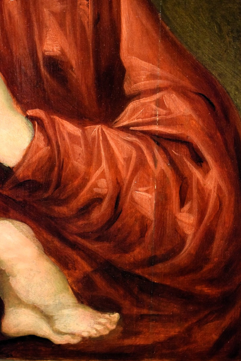 "virgo Lactans"  Oil On Panel  17th Century Artist-photo-2