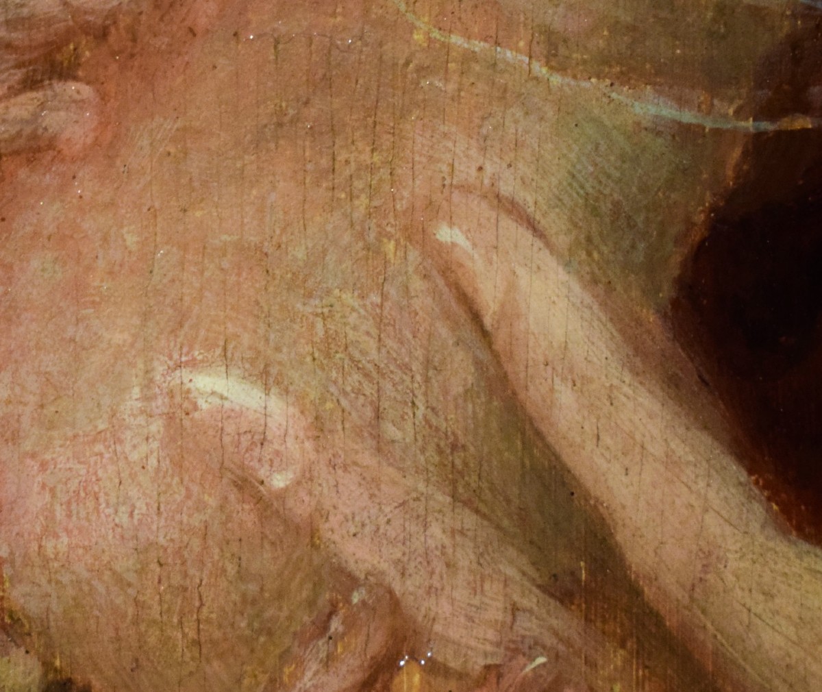 "virgo Lactans"  Oil On Panel  17th Century Artist-photo-6