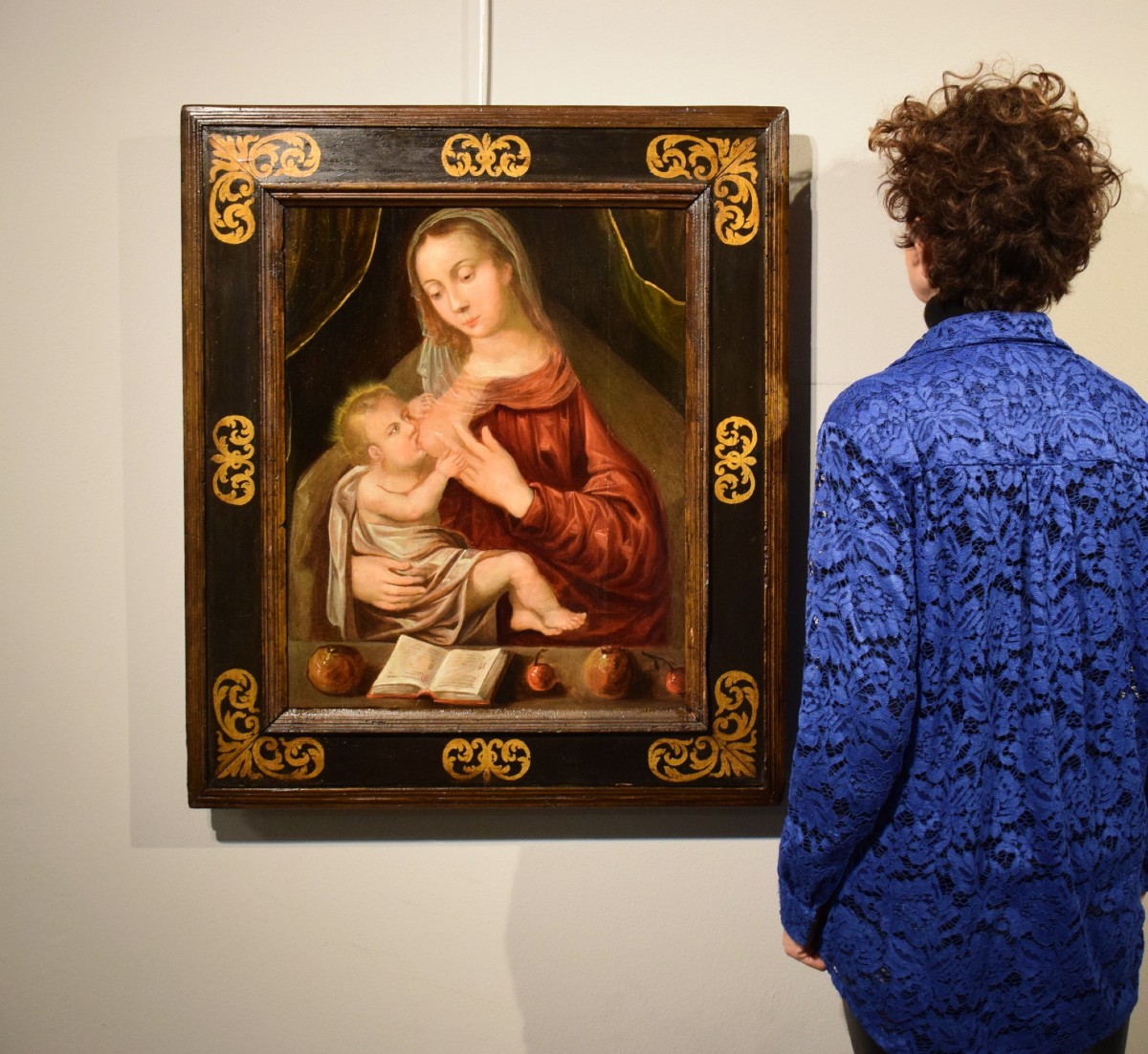 "virgo Lactans"  Oil On Panel  17th Century Artist-photo-8