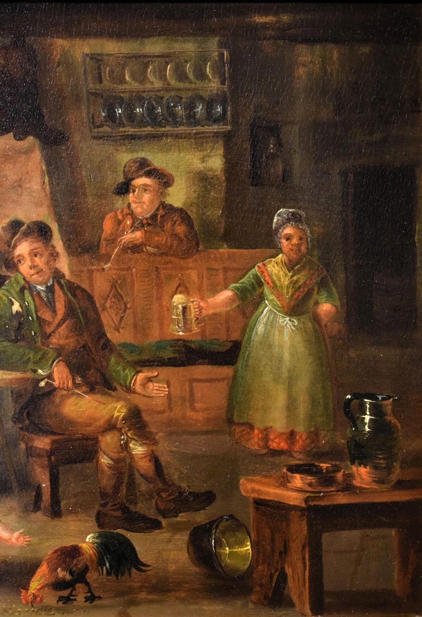 Scènes de taverne -   Maître flamand du XIXe siècle -photo-1