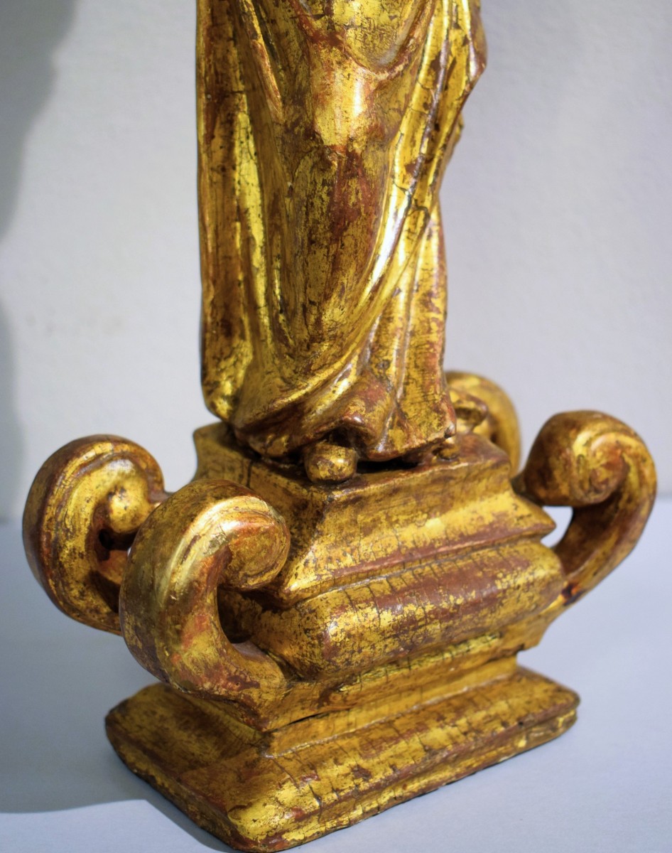Vierge à l'Enfant - Bois sculpté et doré  -  Espagne, fin du XVIIe siècle-photo-7