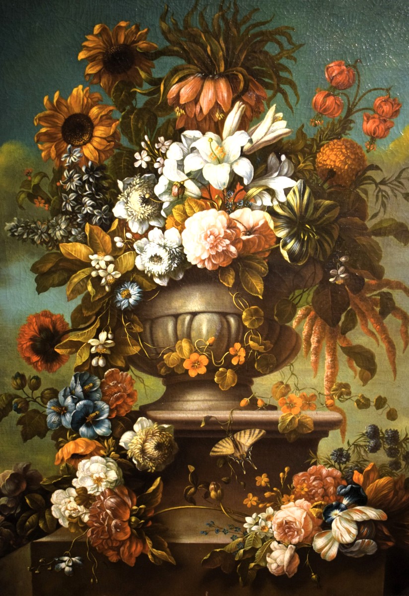 Nature morte au vase de fleurs - Maître italien du  XIXe siècle-photo-2