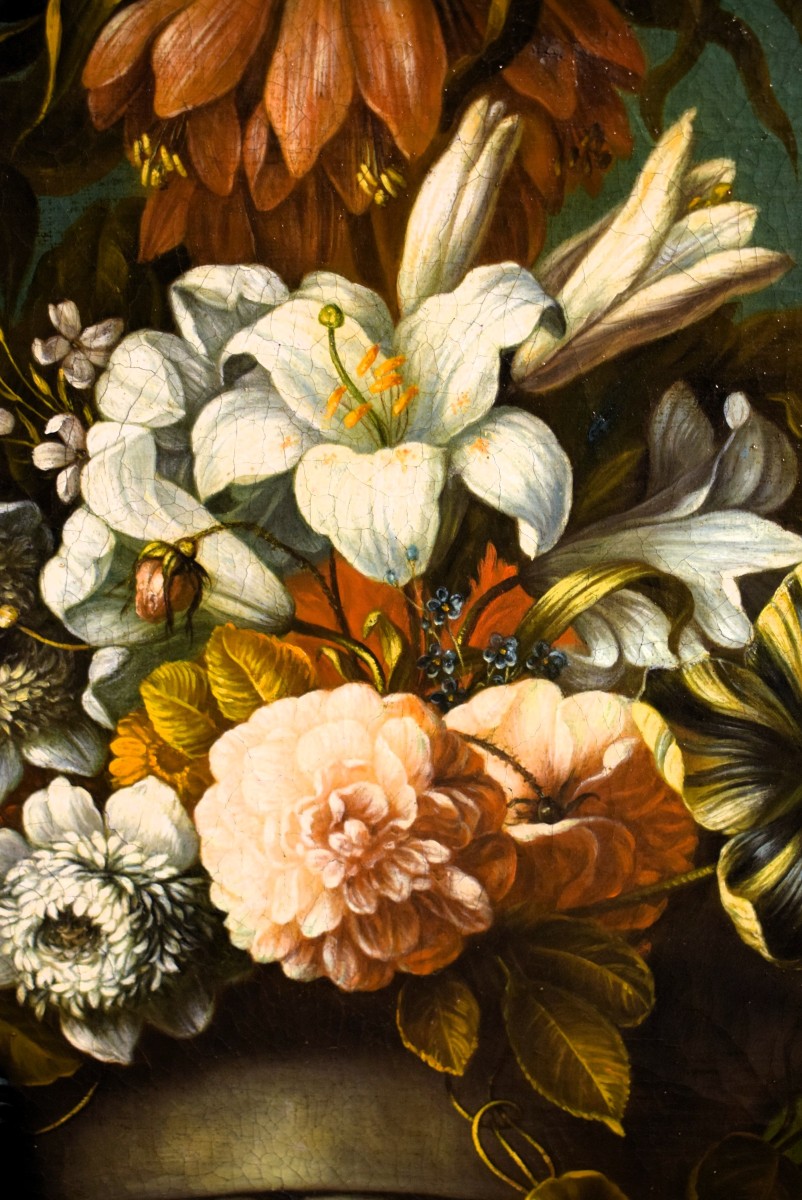 Nature morte au vase de fleurs - Maître italien du  XIXe siècle-photo-2