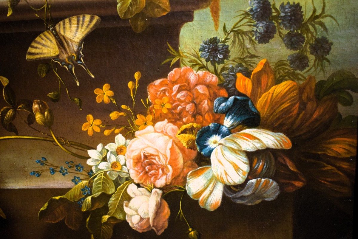 Nature morte au vase de fleurs - Maître italien du  XIXe siècle-photo-4