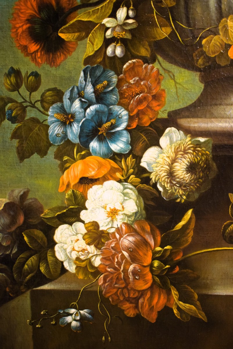 Nature morte au vase de fleurs - Maître italien du  XIXe siècle-photo-5