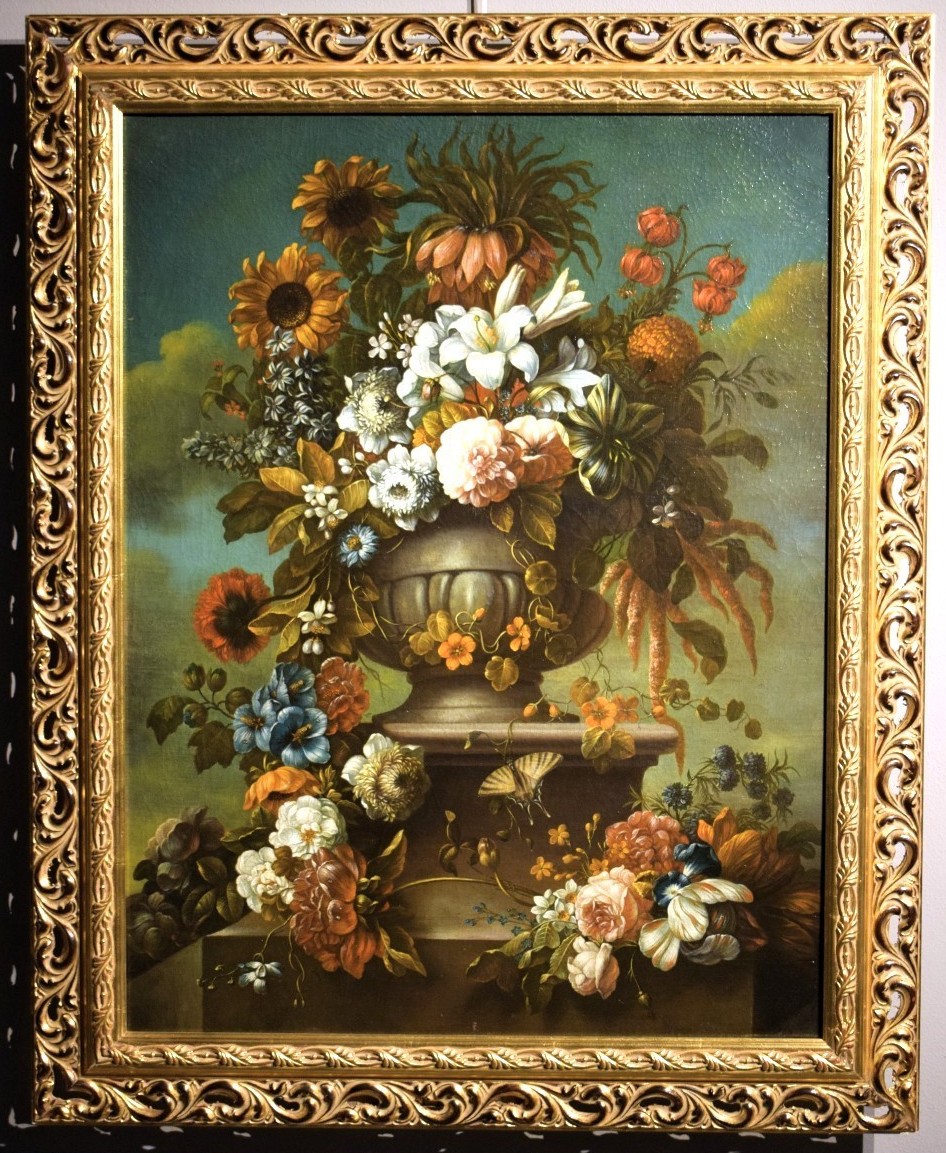 Nature morte au vase de fleurs - Maître italien du  XIXe siècle