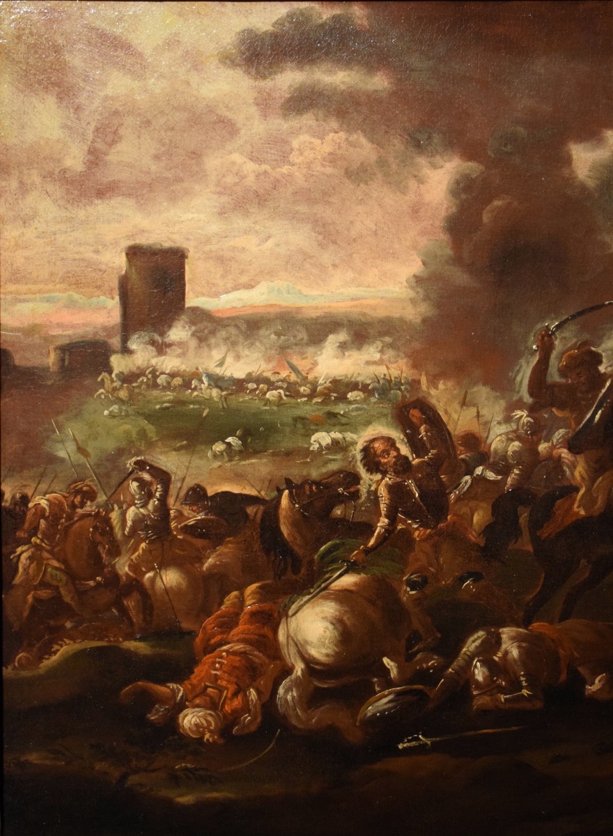 "battle, Christians Against The Turks"  - Calza (verona 1653-1725)  -photo-3