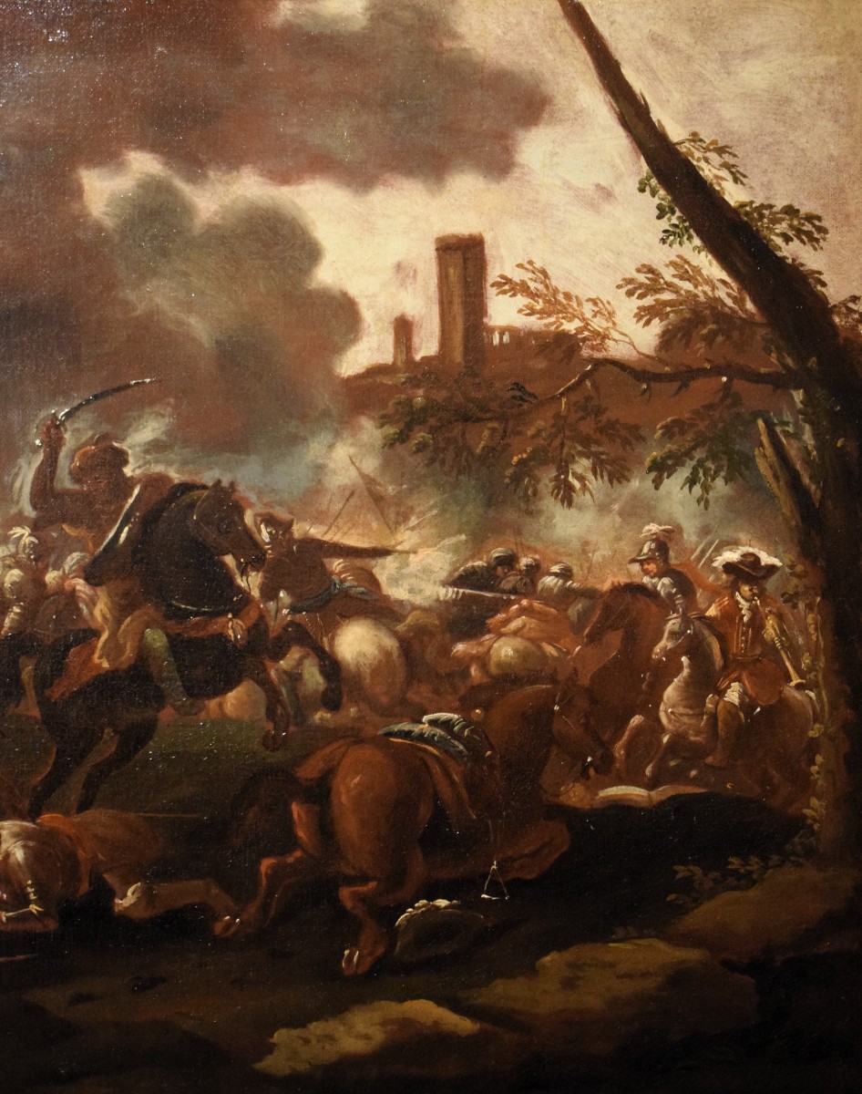 "battle, Christians Against The Turks"  - Calza (verona 1653-1725)  -photo-1