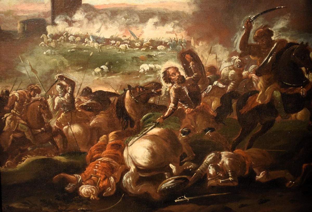 "battle, Christians Against The Turks"  - Calza (verona 1653-1725)  -photo-4