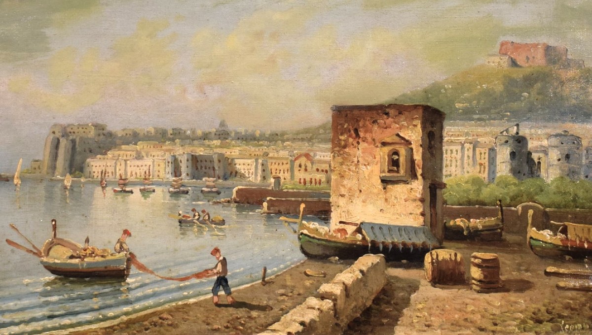 Pair Of Views Of The Gulf Of Naples.-photo-3