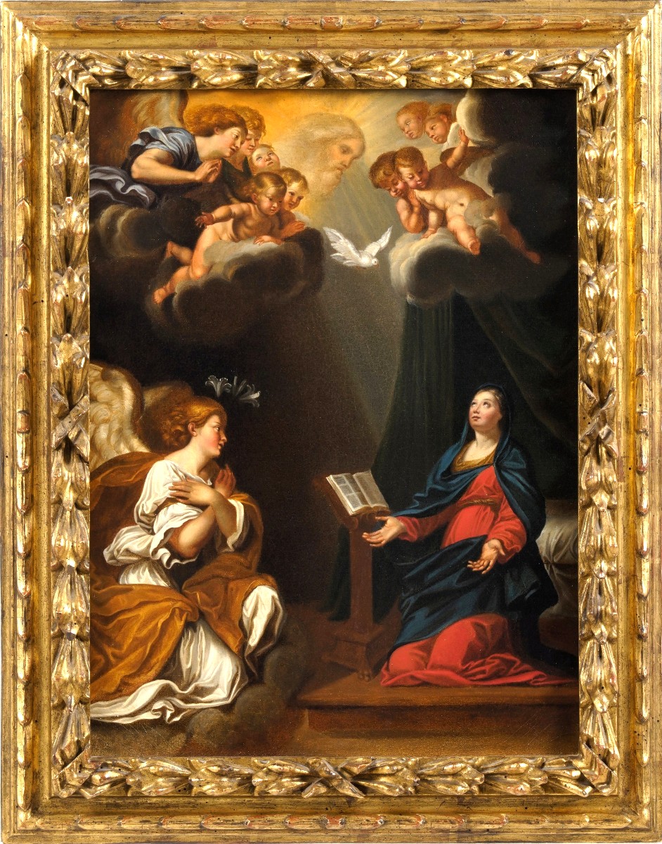 « L' Annonciation »  Atelier de Francesco Albani (Bologne, 1578-1660)