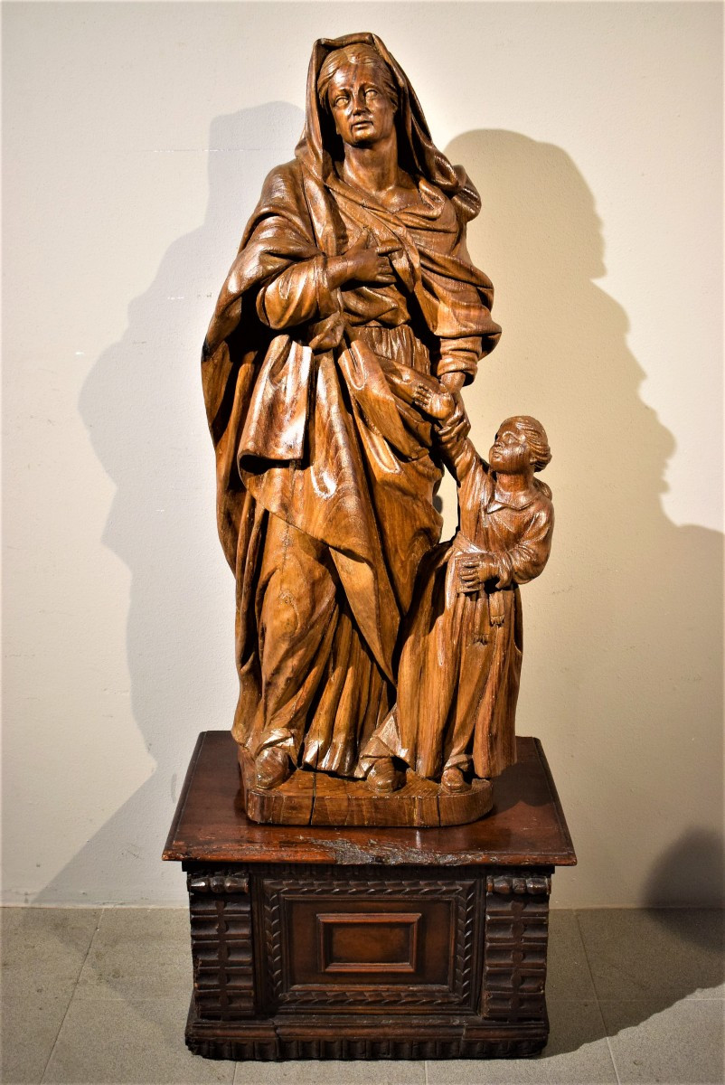 Saint Anna And The Virgin Child - French School Late 17th Century-photo-6