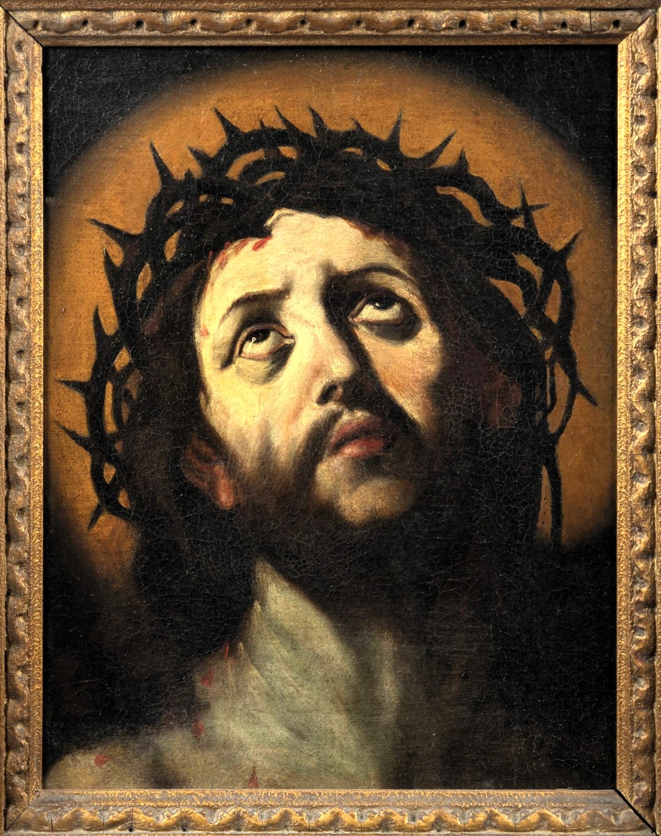 "ecce Homo"  - 17th-century Emilian Master-  Circle Of Guido Reni (bologna 1575-1642)-photo-2