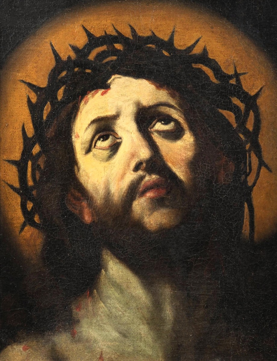 "ecce Homo"  - 17th-century Emilian Master-  Circle Of Guido Reni (bologna 1575-1642)-photo-3