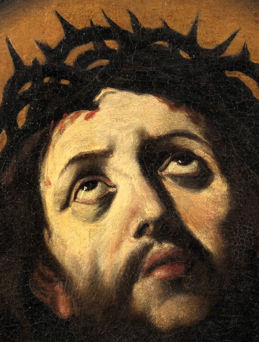 "ecce Homo"  - 17th-century Emilian Master-  Circle Of Guido Reni (bologna 1575-1642)-photo-1
