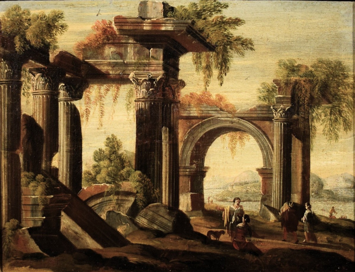 Paysage avec ruines architecturales  - Leonardo Coccorante (Naples, 1680 – 1750) -photo-2
