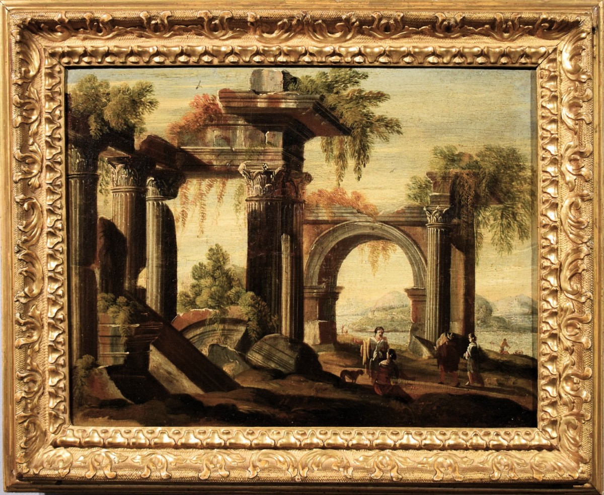 Paysage avec ruines architecturales  - Leonardo Coccorante (Naples, 1680 – 1750) 