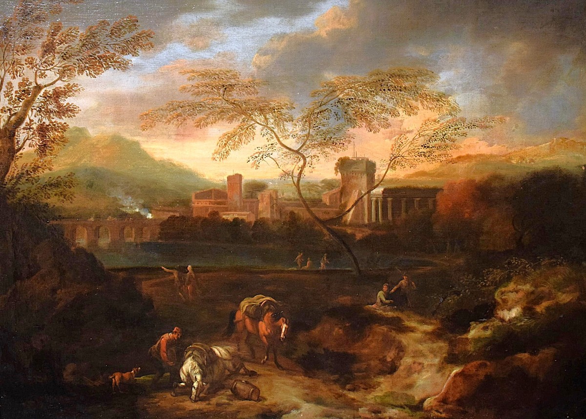 Idyllic Landscape At Sunset - Johann Heinrich Roos (1631–1685)-photo-2