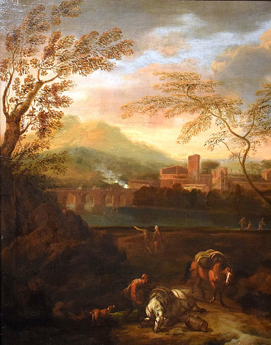 Idyllic Landscape At Sunset - Johann Heinrich Roos (1631–1685)-photo-3