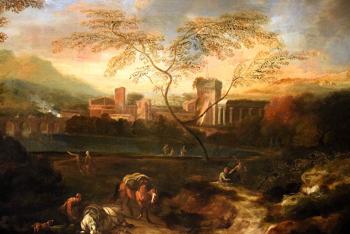 Idyllic Landscape At Sunset - Johann Heinrich Roos (1631–1685)-photo-1