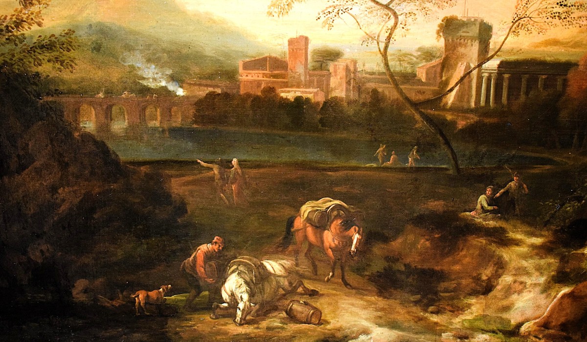Idyllic Landscape At Sunset - Johann Heinrich Roos (1631–1685)-photo-2