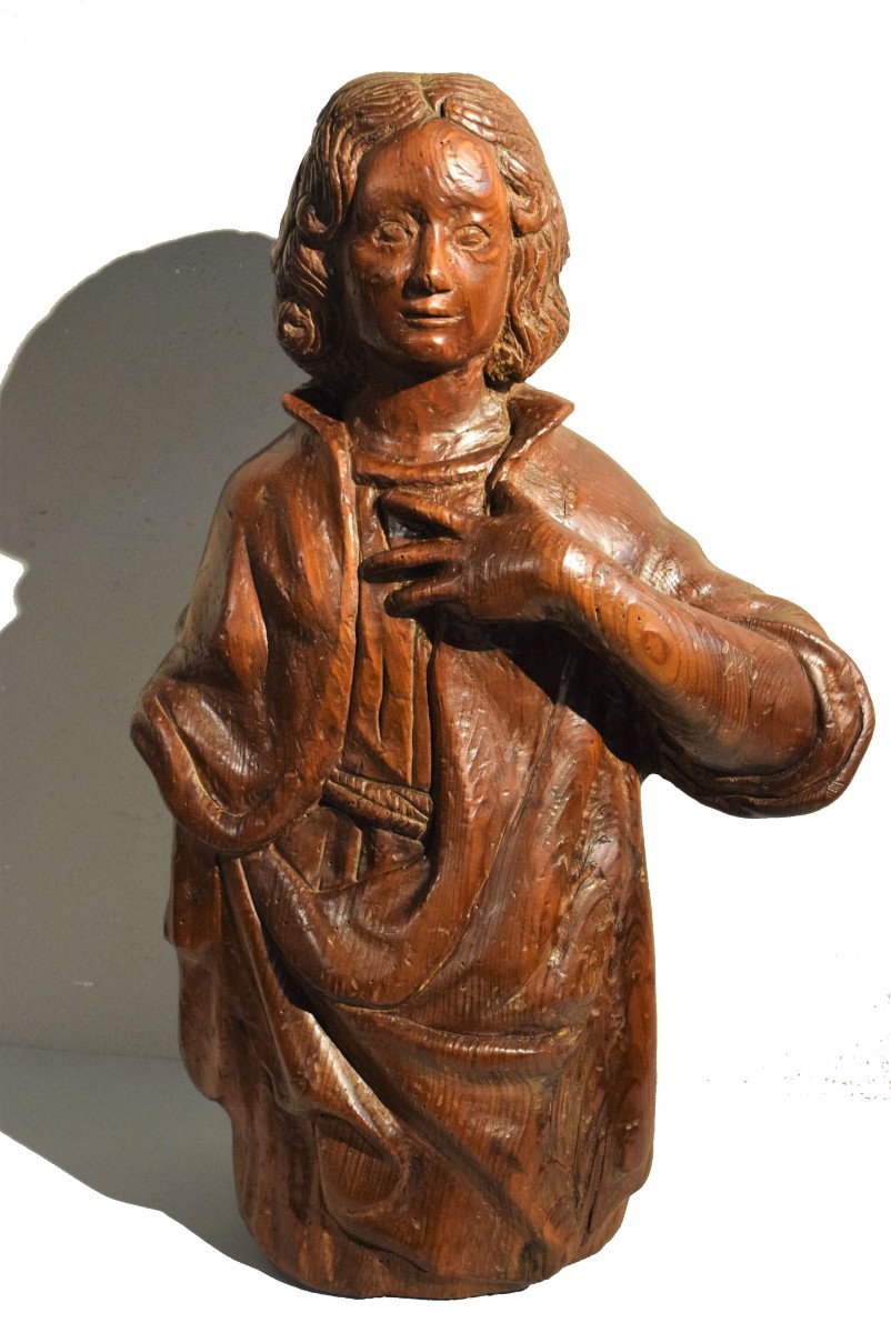  Saint Jean - Sculpture en bois  - école française du XVIe siècle-photo-2