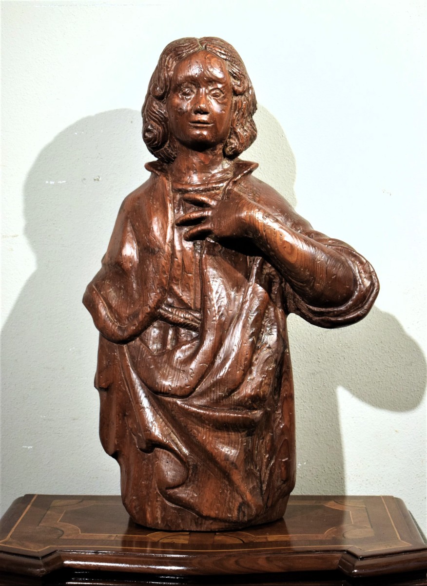  Saint Jean - Sculpture en bois  - école française du XVIe siècle-photo-3