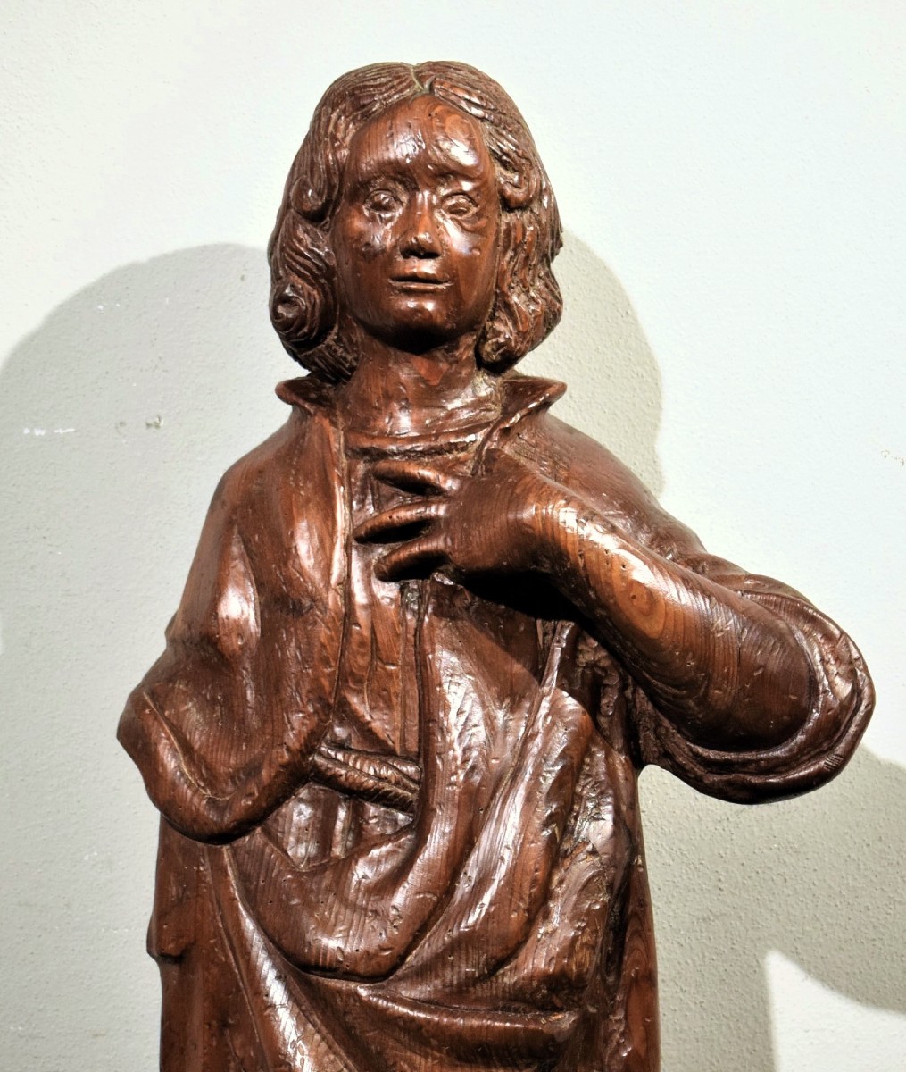  Saint Jean - Sculpture en bois  - école française du XVIe siècle-photo-3