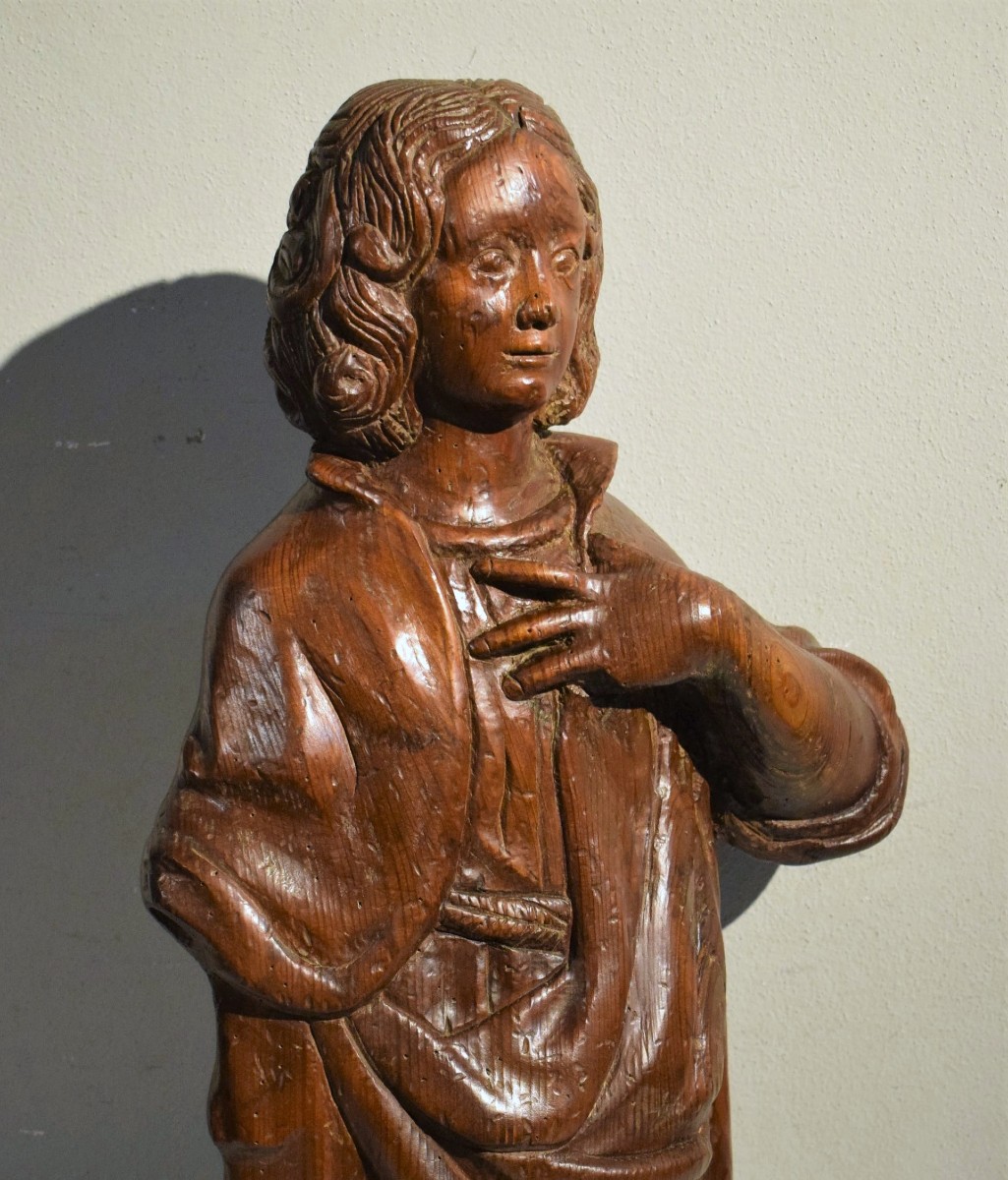  Saint Jean - Sculpture en bois  - école française du XVIe siècle-photo-4