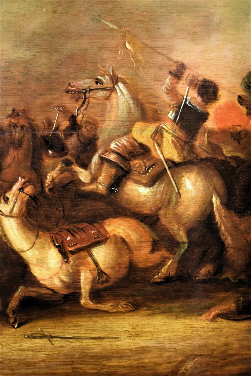 Battle With A Cavalry Charge - Flemish School, Late 17th Century-photo-1