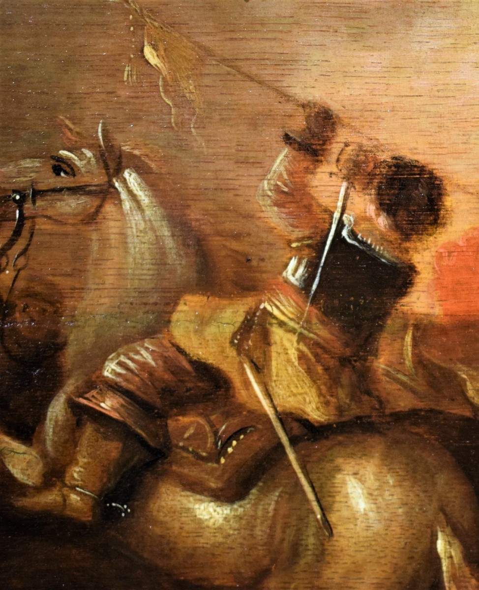 Battle With A Cavalry Charge - Flemish School, Late 17th Century-photo-5