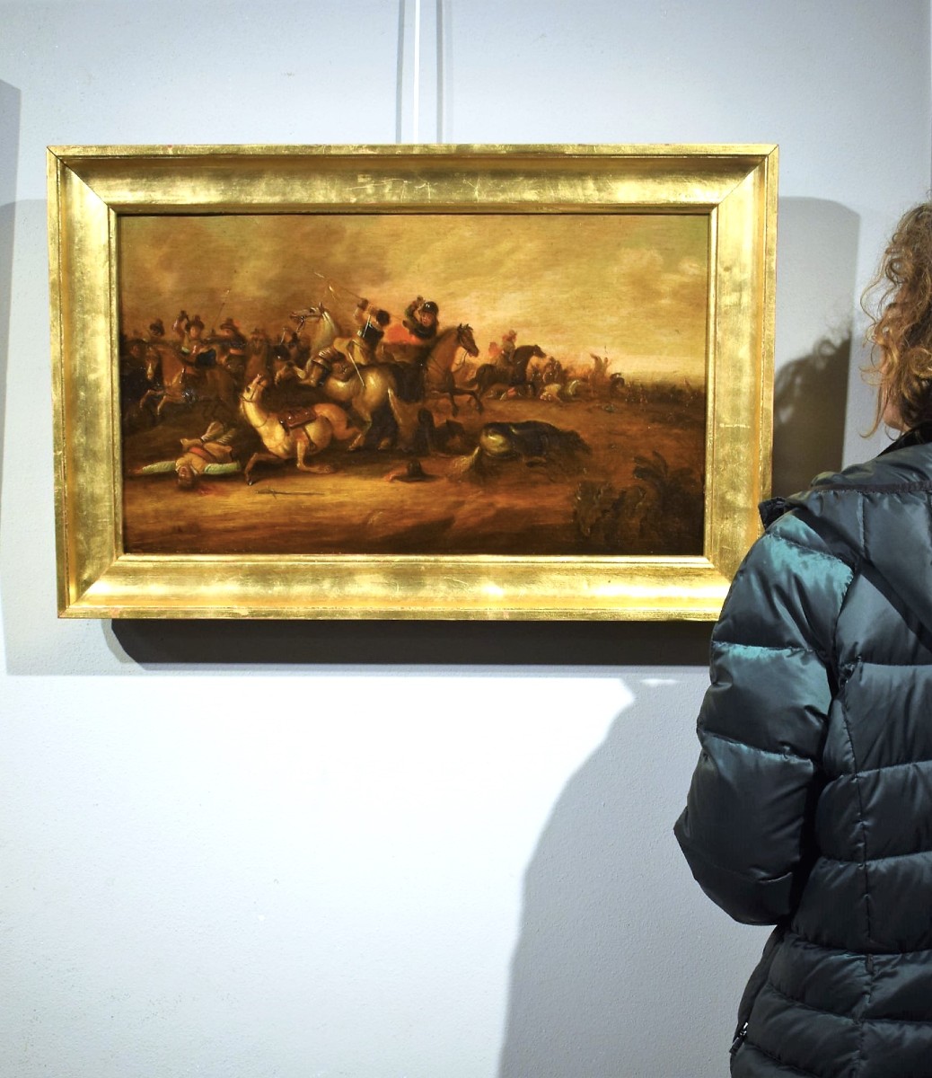Battle With A Cavalry Charge - Flemish School, Late 17th Century-photo-8