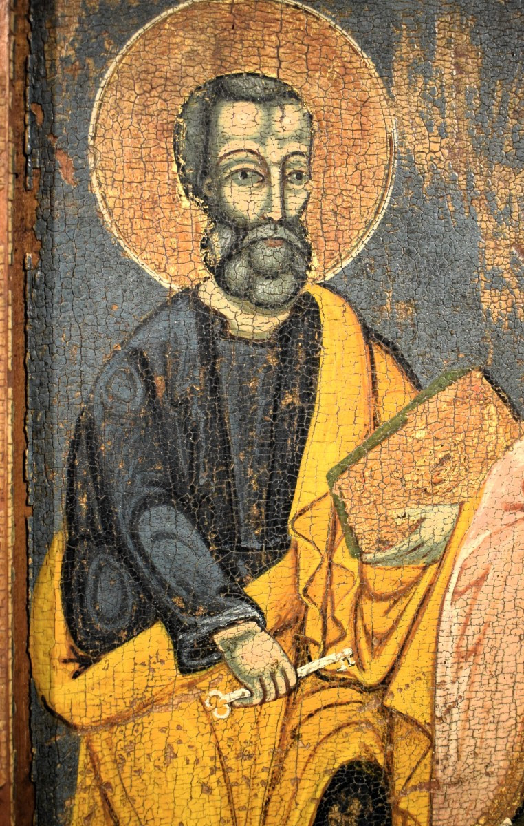 Saint Pierre et Saint Paul - Icône grecque antique - 16e siècle-photo-2