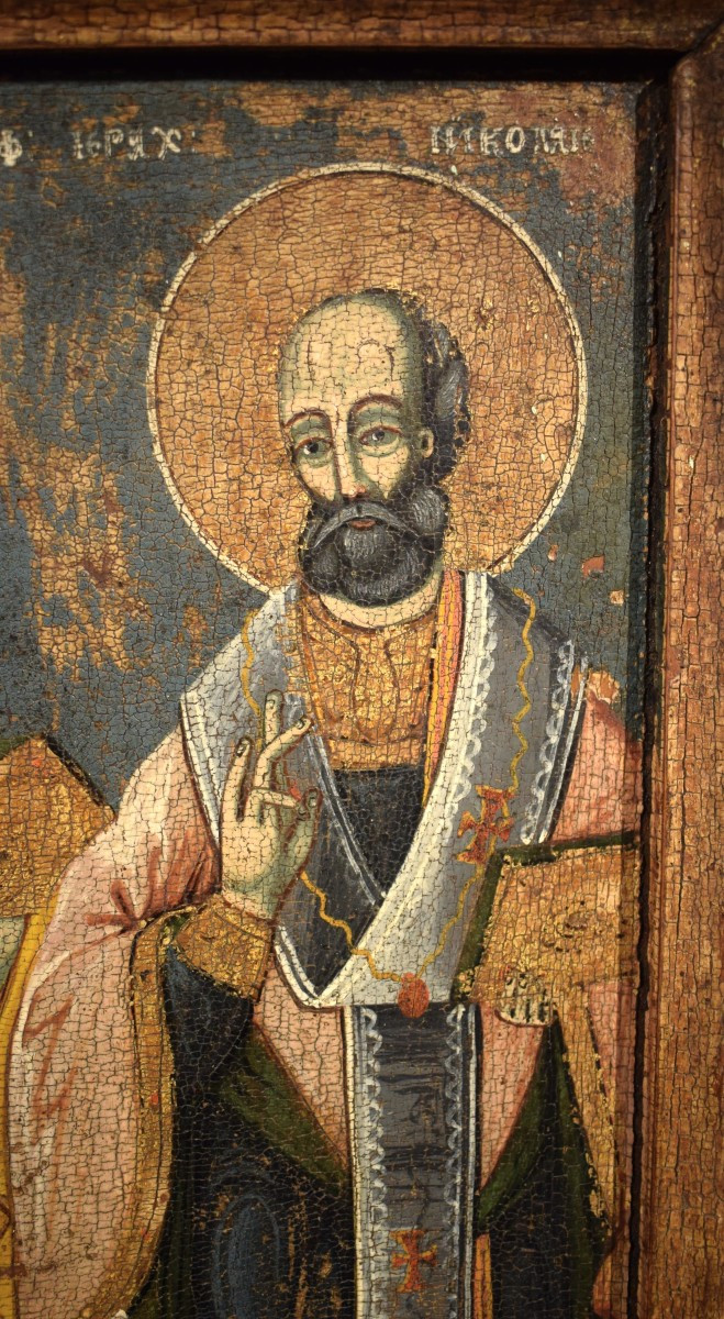 Saint Pierre et Saint Paul - Icône grecque antique - 16e siècle-photo-3