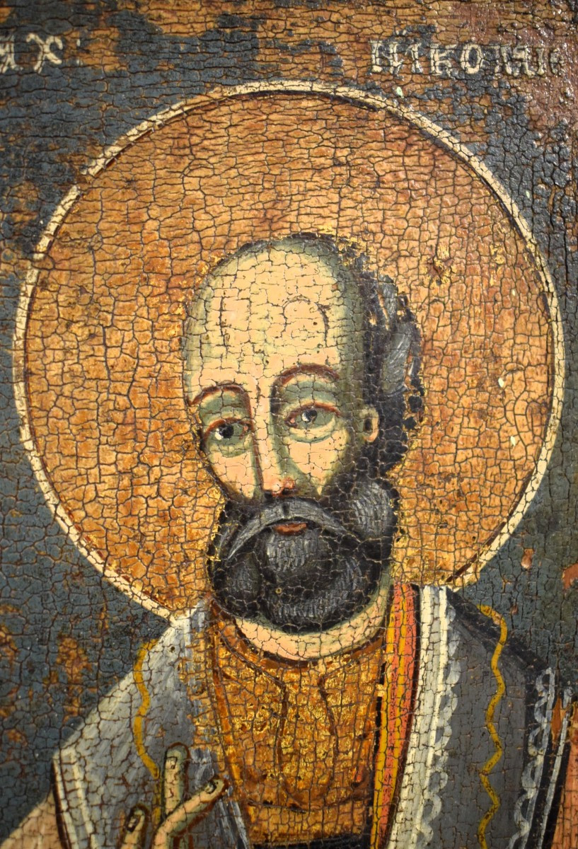 Saint Pierre et Saint Paul - Icône grecque antique - 16e siècle-photo-3