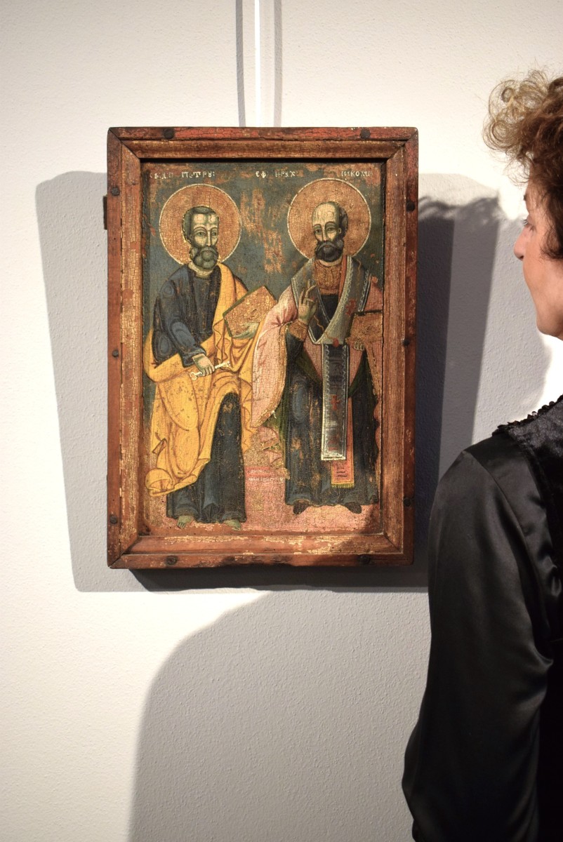 Saint Pierre et Saint Paul - Icône grecque antique - 16e siècle-photo-7