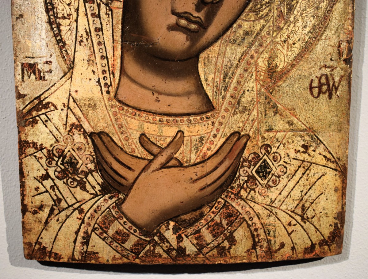 La Vierge de l'Annonciation - Icône grecque antique  - XVIIe siècle-photo-3