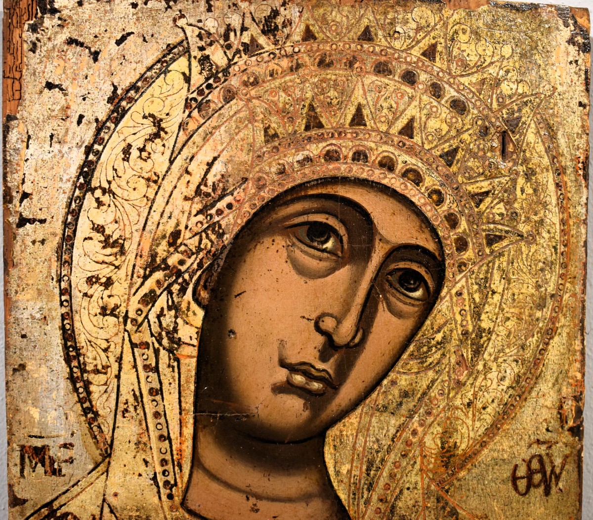 La Vierge de l'Annonciation - Icône grecque antique  - XVIIe siècle-photo-4