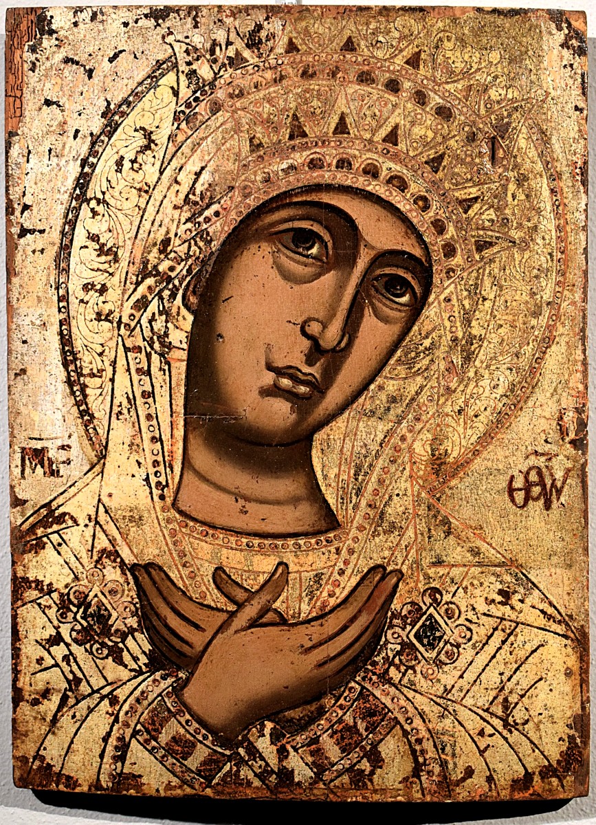 La Vierge de l'Annonciation - Icône grecque antique  - XVIIe siècle-photo-1