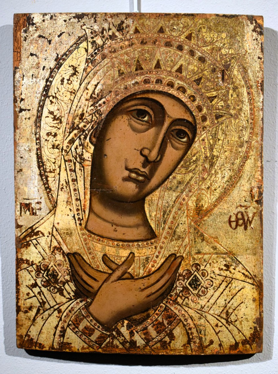 La Vierge de l'Annonciation - Icône grecque antique  - XVIIe siècle-photo-2