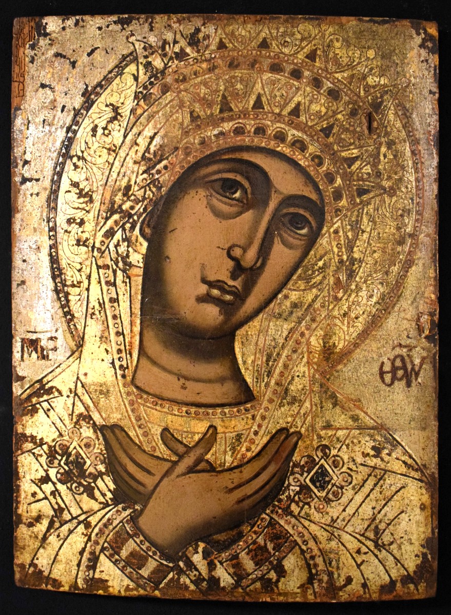 La Vierge de l'Annonciation - Icône grecque antique  - XVIIe siècle-photo-3